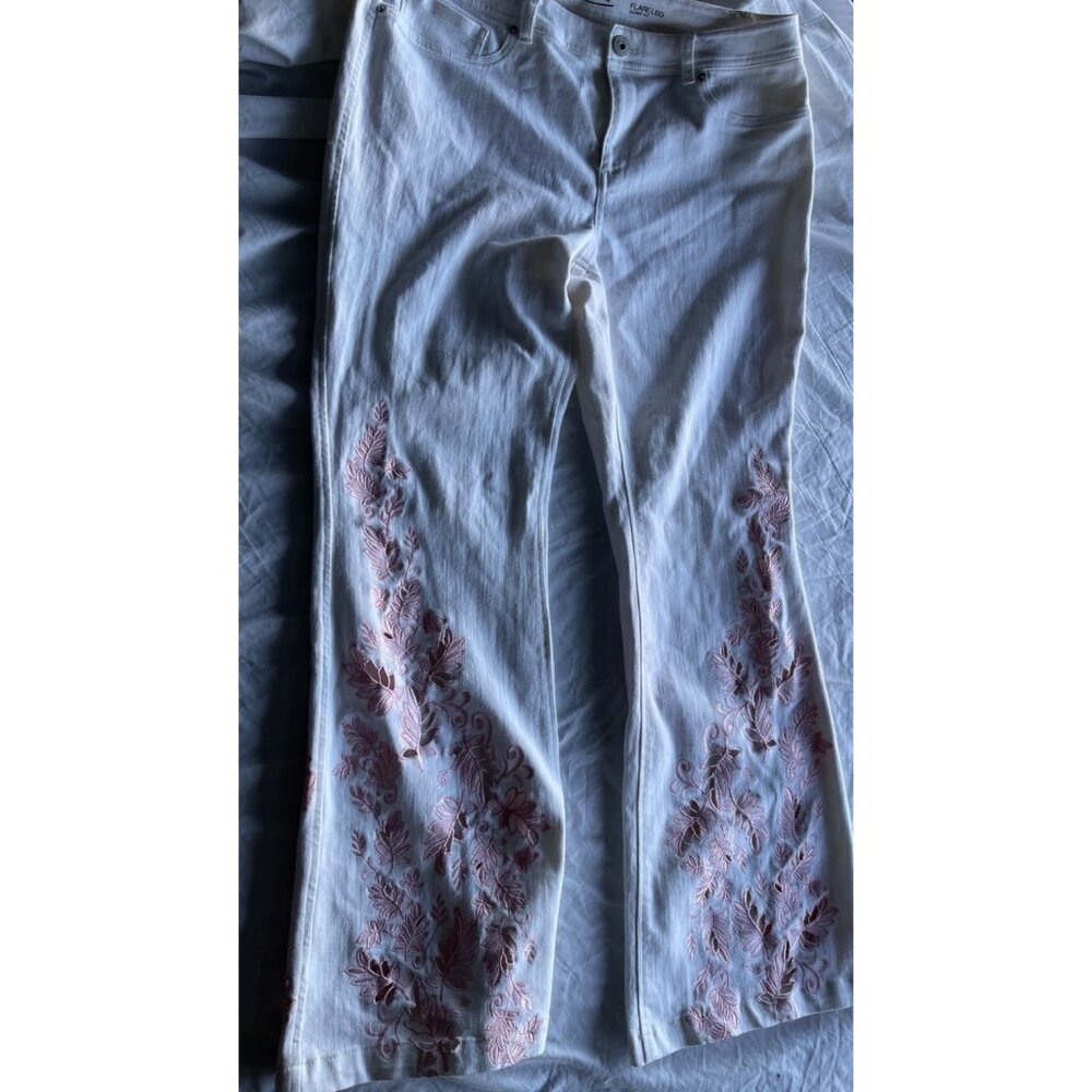 Vintage INC International Concepts Women's Embroidered Flare-leg Jeans Sz 12